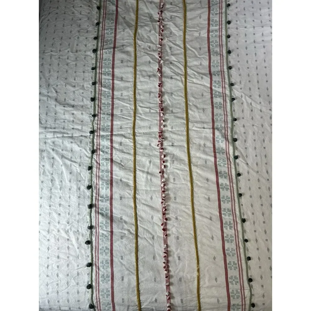 Anthropologie Araya Tassel Euro Duvet Cover Boho Textured Bedding 88x86.5